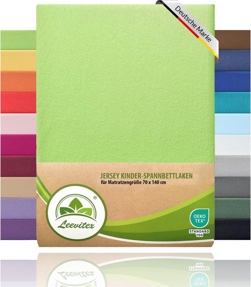 leevitex® Spannbettlaken Spannbettlaken Kinder Spannbettlaken Premium 170 g/m², Gummizug: Rundumgummizug, (2 Stück), schwer & blickdicht, 100% Baumwolle, 70x140 cm Bild 1