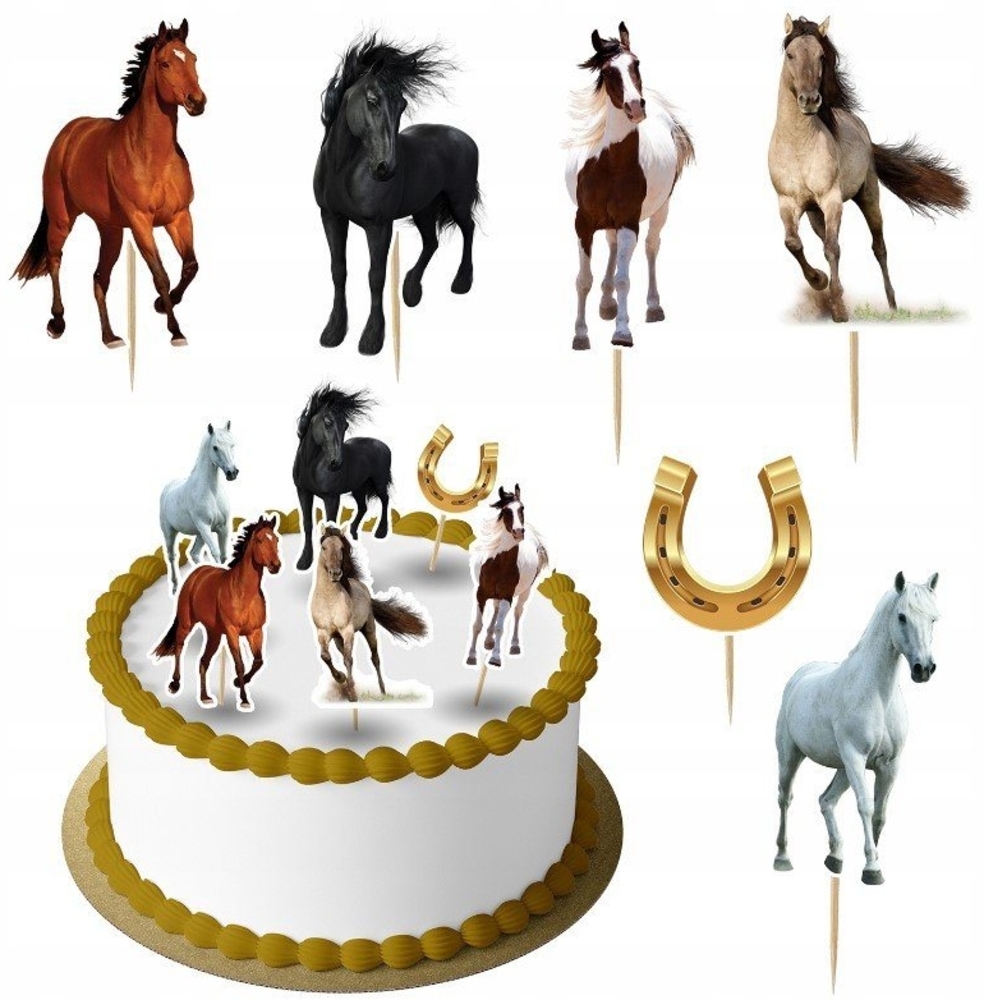 Festivalartikel Tortenstecker Pferd Topper Set 6 Stk Geburstag Torten Deko Kuchen Junge Bild 1