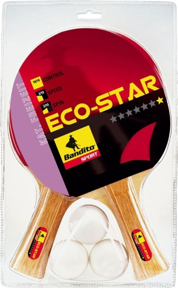 Bandito 'Eco-Star' Tischtennis Schläger-Set inkl. 2 Schläger und 3 Bälle Bild 1