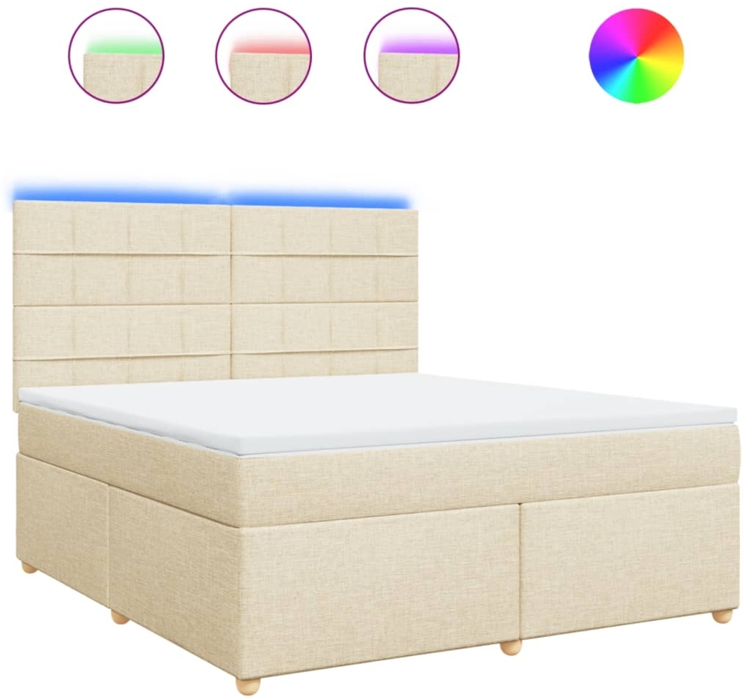 vidaXL Boxspringbett mit Matratze Creme 180x200 cm Stoff 3293664 Bild 1