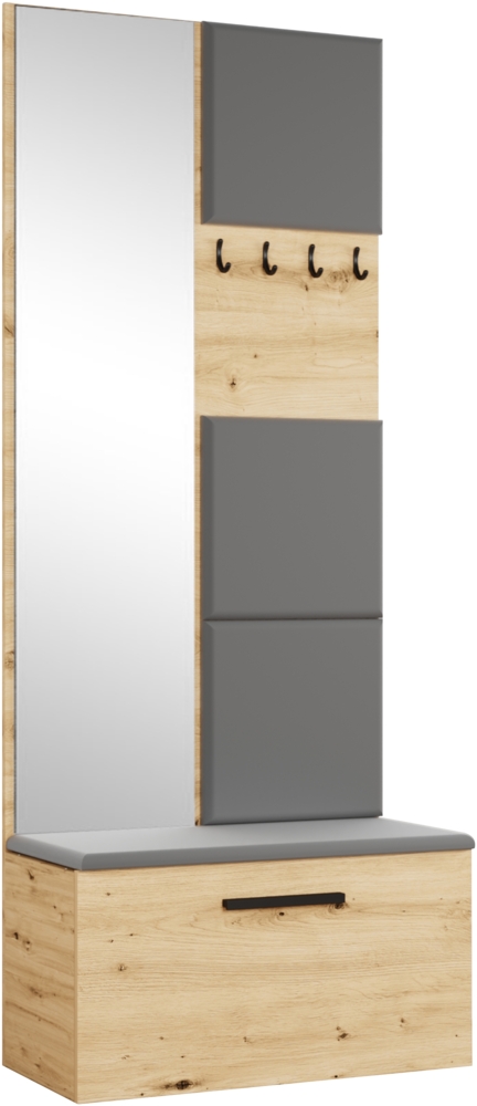 AX LIVING Kleiderschrank mit Spiegel Rosanno III, Eiche artisan JS90 Bild 1