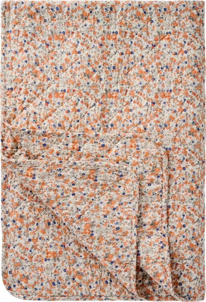 Ib Laursen Decke Quilt Tagesdecke Überwurf 180x130cm Blumen Orange Blau 07934-00 Bild 1