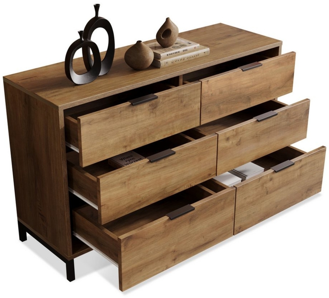 MODFU Kommode Sideboard (Schrank mit 3 Schubladen und 2 Türen), Für Wohnzimmer Bild 1