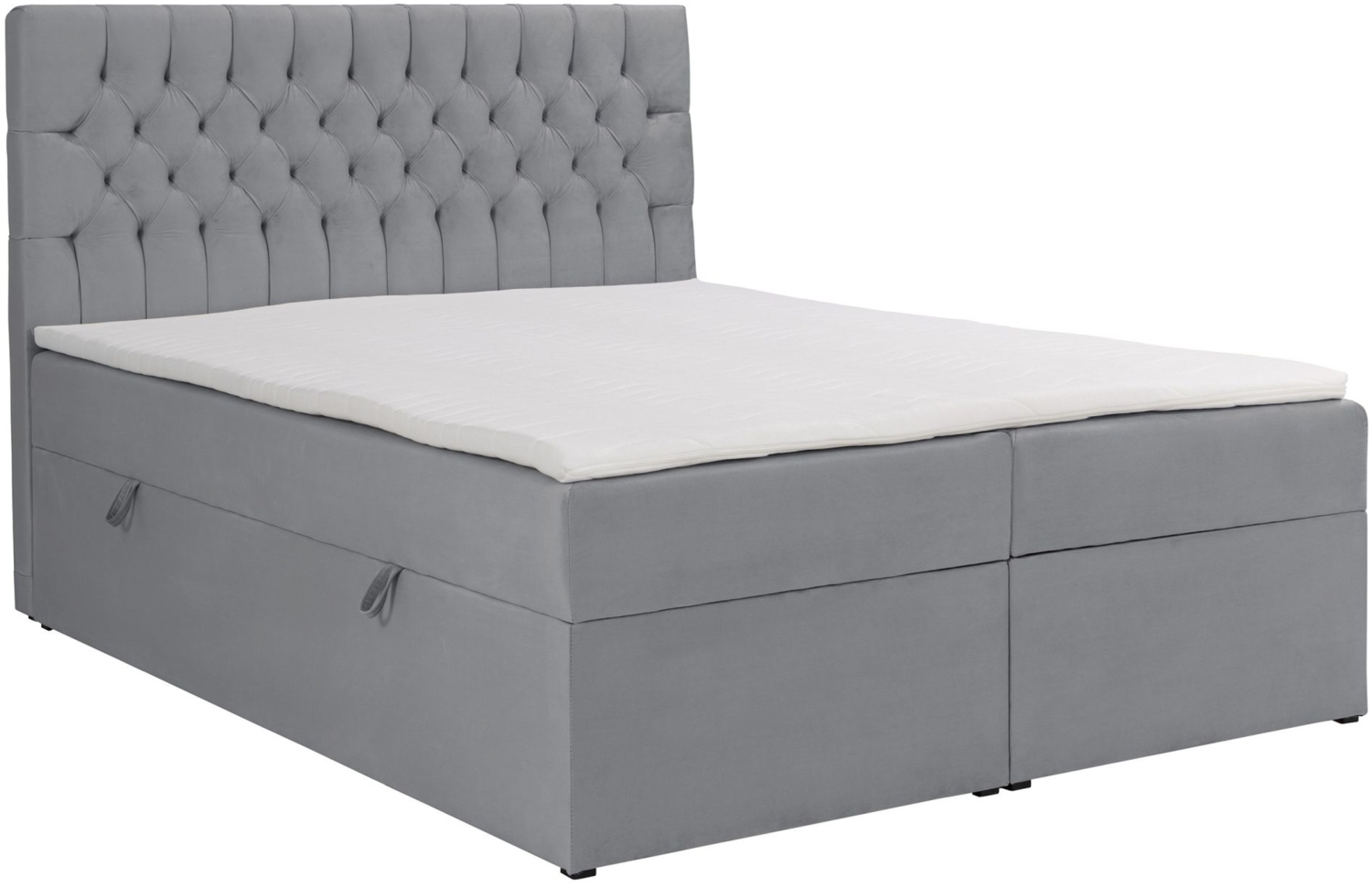 Selsey 'Daissy' Boxbett 160×200 mit Matratze und Topper, Samt, Grau Bild 1
