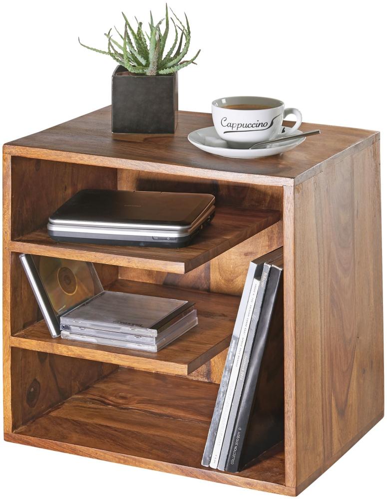 Kadima Design Stilvoller Beistelltisch aus Sheeshamholz, 3 Ablageflächen, individuelle Maserung. 43x30x43 cm Bild 1
