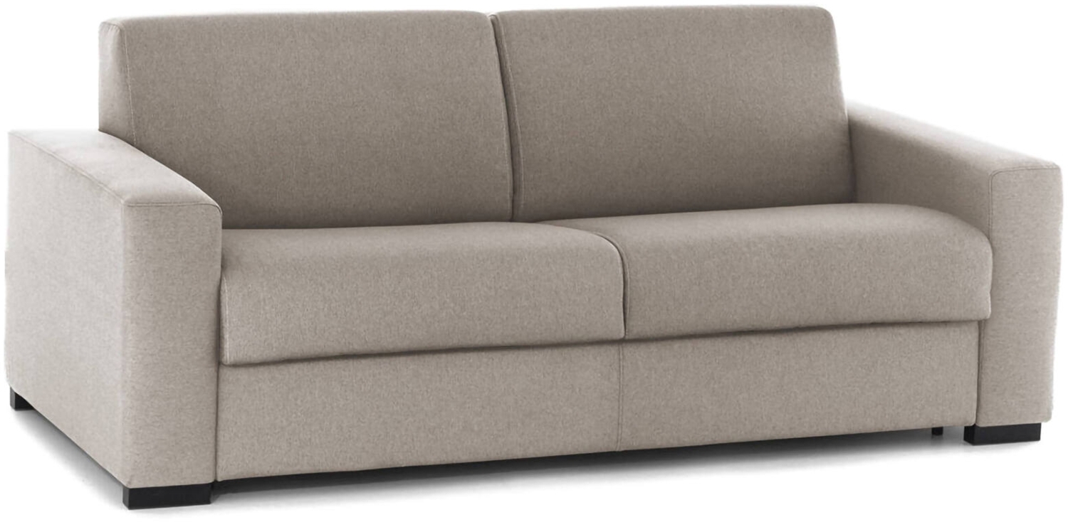 Dmora 2-Sitzer festes Sofa Malachite, Wohnzimmersofa aus gepolstertem Stoff, schmale Armlehnen, 100 % Made in Italy, 160 x 95 x 90 cm, Taupe Bild 1