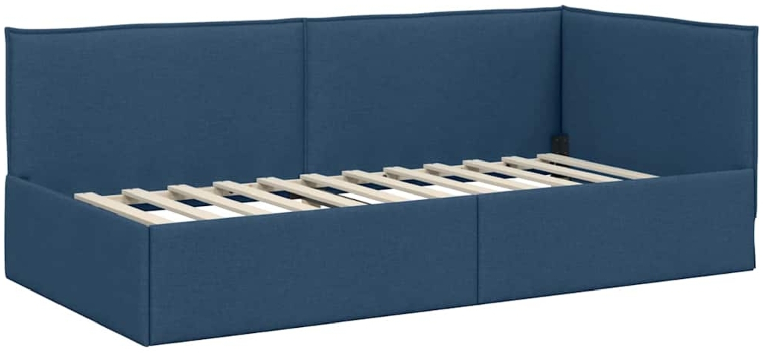 vidaXL Eckbettgestell mit Kopfteil Blau 100 cm x 200 cm Stoff 42016478 Bild 1