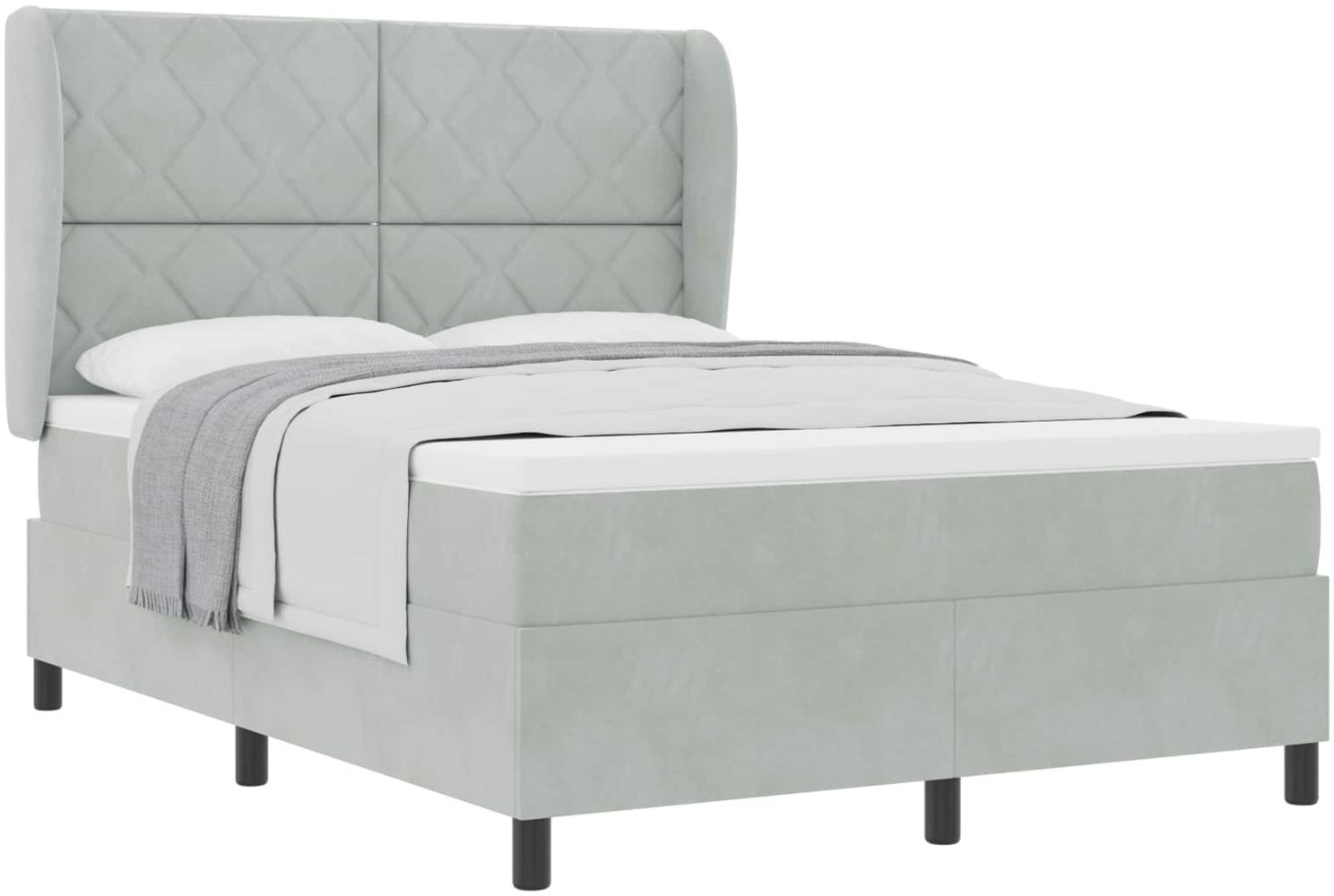 vidaXL Boxspringbett mit Matratze Hellgrau 190 x 140 cm Polyester 3340976 Bild 1