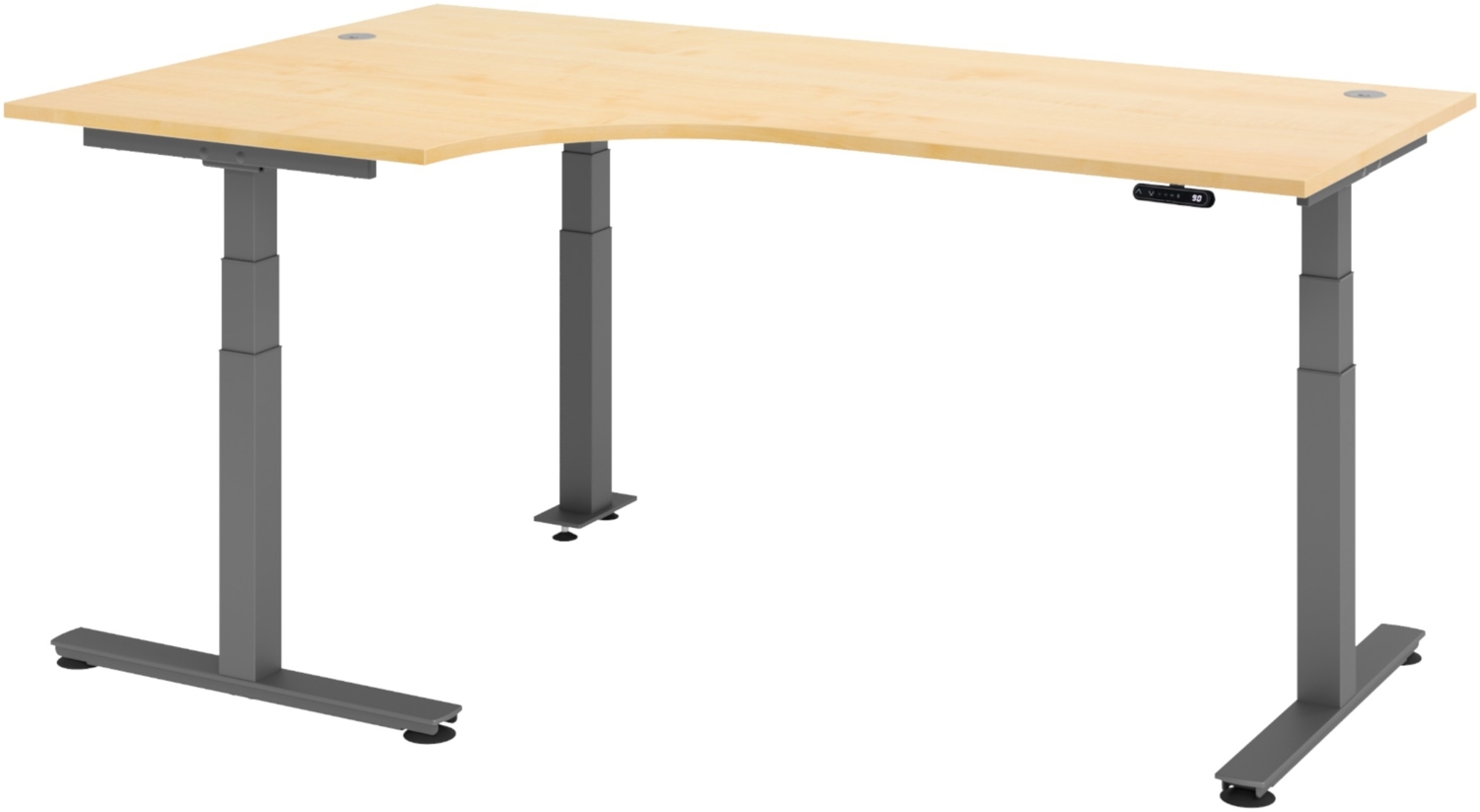 bümö elektrisch höhenverstellbarer Eckschreibtisch Ahorn 200x120 cm, Gestell graphit - Eckschreibtisch höhenverstellbar mit Memory-Steuerung, elektrischer l Schreibtisch L Form Ecktisch, XDSM-82-3-G Bild 1
