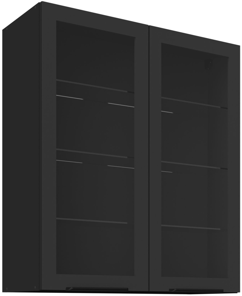 Küchen Glashängeschrank 80 cm SIENA Schwarz Küche Küchenzeile Küchenblock Bild 1