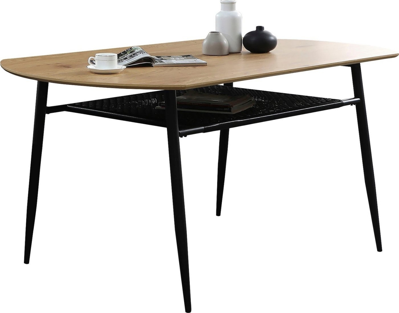 Esstisch 160 x 90 cm MDF in Eichenoptik mit Metallgestell in Schwarz Bild 1