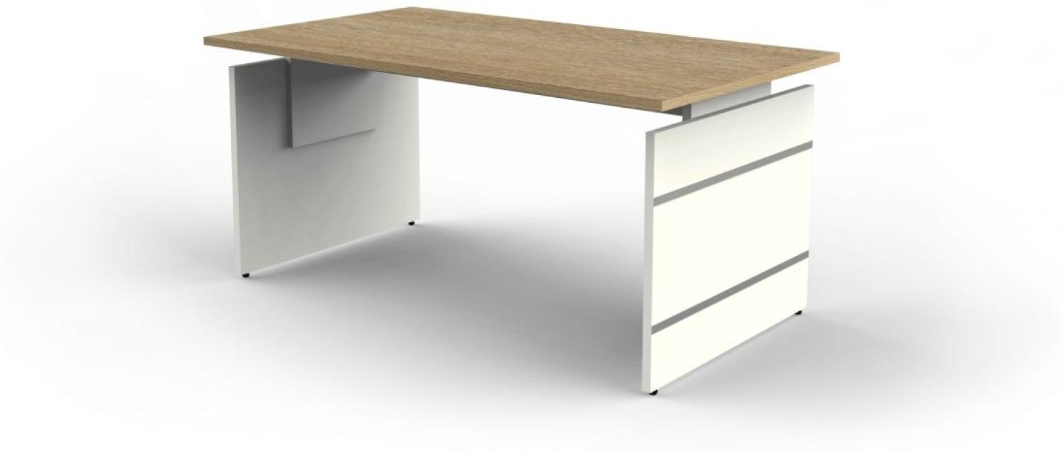 Höhenverstellbarer Wangenschreibtisch Form4, 160x80x68-76 cm, Eiche Bild 1