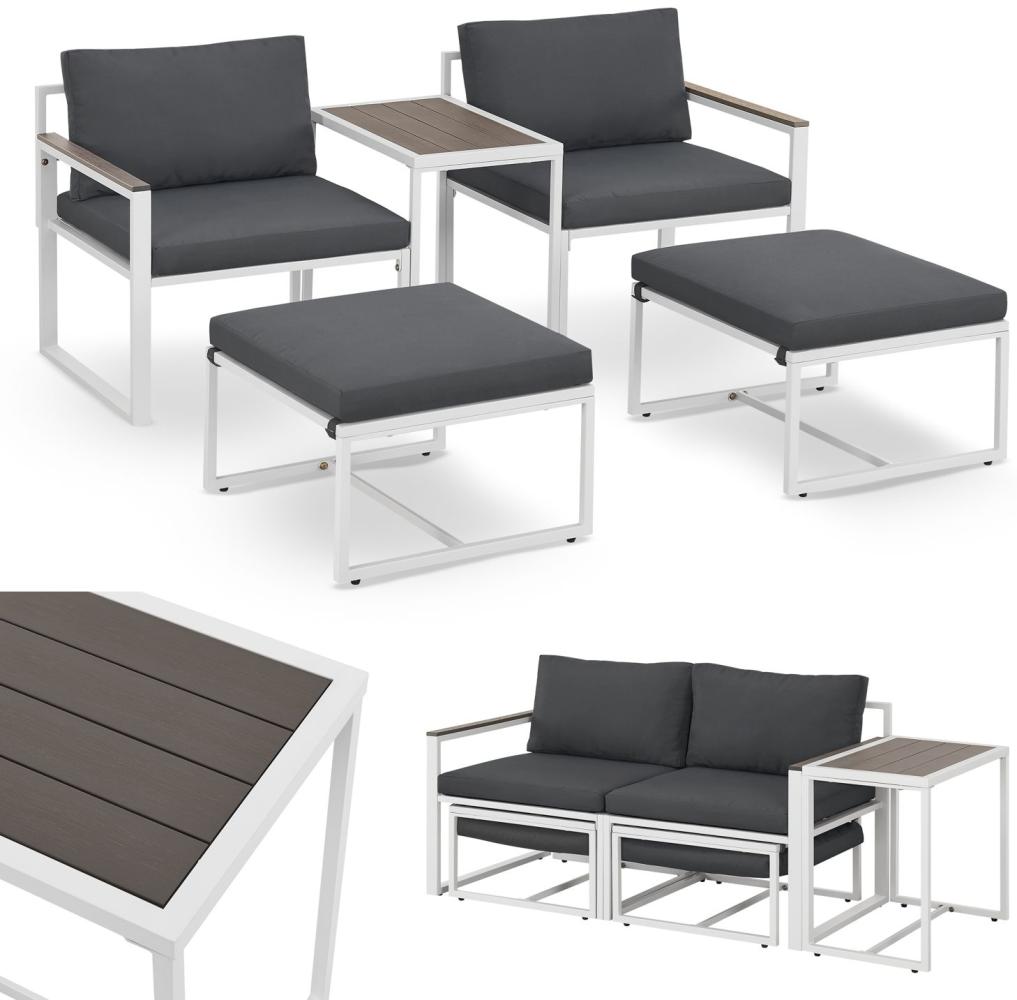 Juskys Gartenmöbel Sofa Set 5-teilig Bari mit Tisch & Polster - Metall Gartenlounge - Balkonmöbel klein - Outdoor Möbel Balkon Garten - Lounge Grau Bild 1