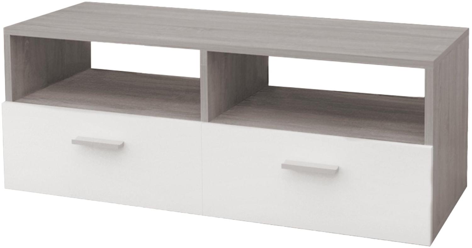 TV-Lowboard mit Stauraum 95x36x35 cm Weiß/Grau aus MDF ML-Design Bild 1