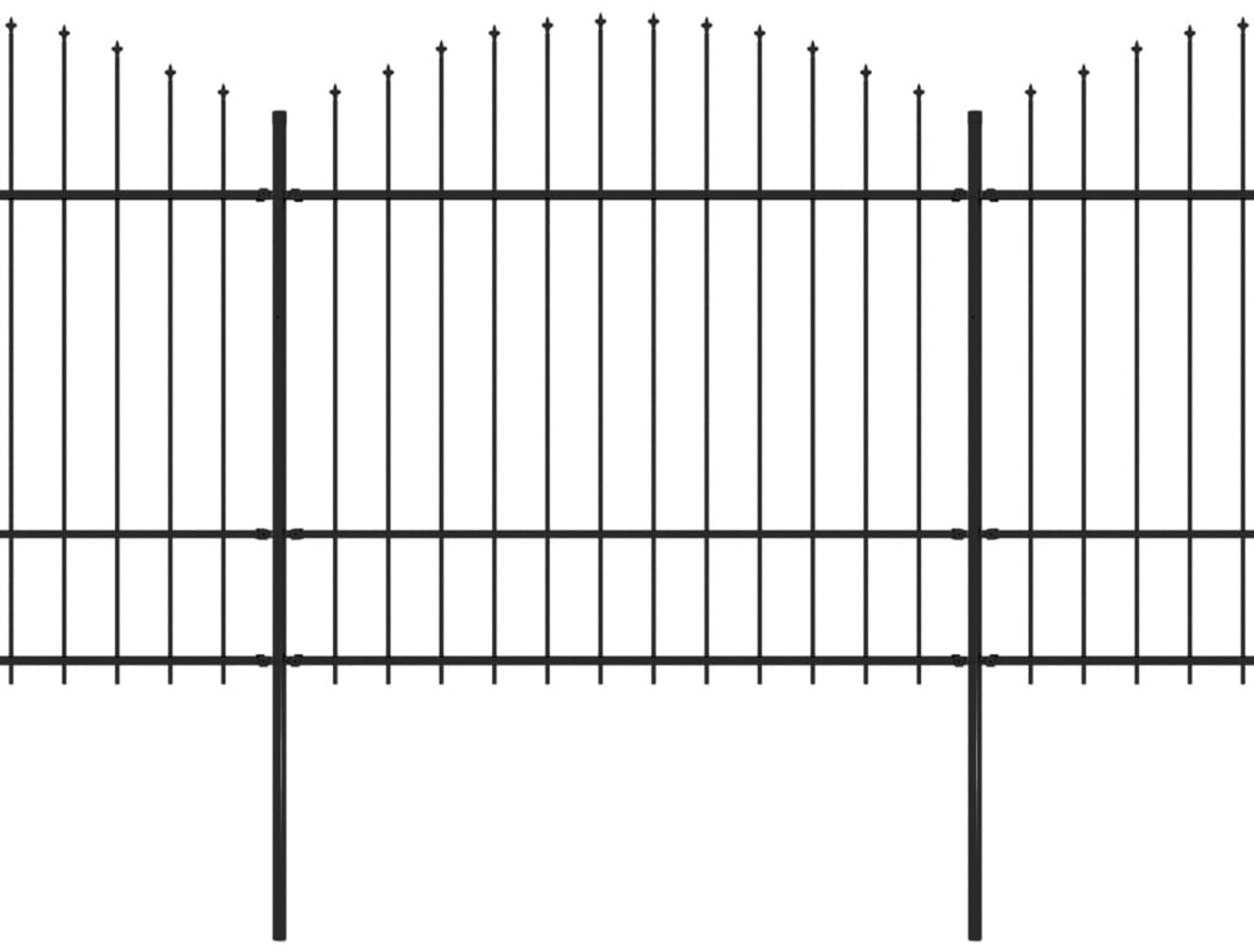vidaXL Gartenzaun mit Speerspitzen Stahl (1,5 - 1,75) x 15,3 m Schwarz 277747 Bild 1