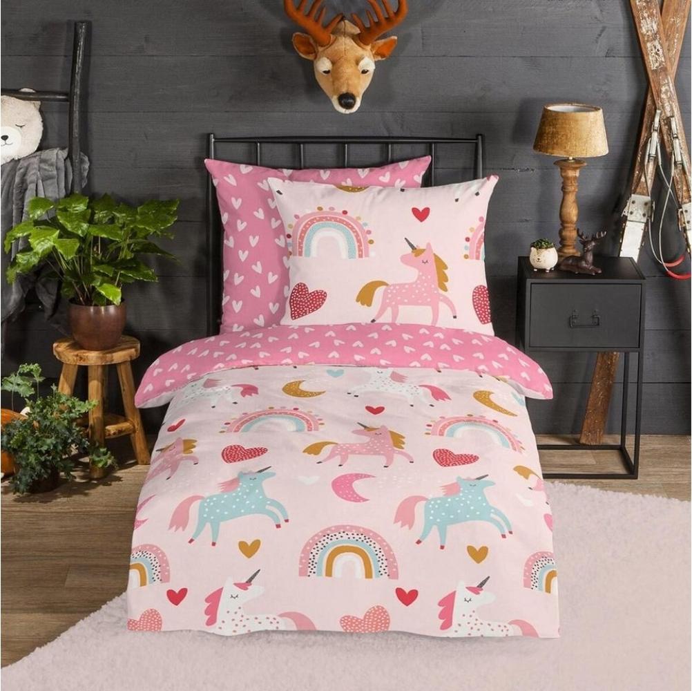 TRAUMSCHLAF Bettwäsche Einhorn, Flanell, 2 teilig, besonders weich und warm Bild 1