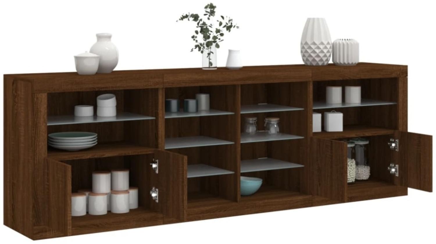 vidaXL Sideboard mit LED-Leuchten Braun Eichen-Optik 202x37x67 cm 3209050 Bild 1