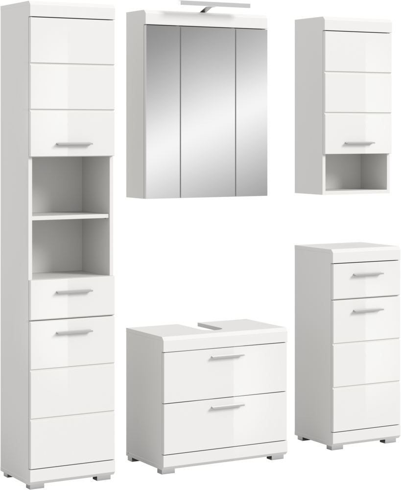 Xonox Scout Badkombination (B/H/T: 164x191x34 cm) in weiß Nachbildung und weiß Hochglanz tiefzieh Bild 1