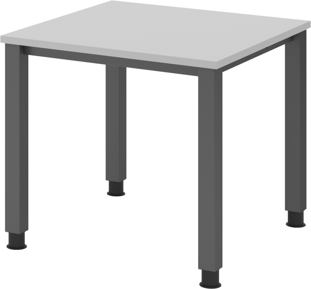 bümö manuell höhenverstellbarer Schreibtisch 80x80 cm in grau, Metall-Gestell: Graphit - PC Tisch höhenverstellbar & belastbar bis 140 kg, Büro- und Computertisch klein, QS-08-5-G Bild 1