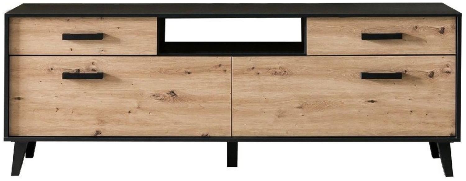 TV-Unterschrank Jaida 186x68x39 Lowboard Schwarz/Artisan 10096 Bild 1