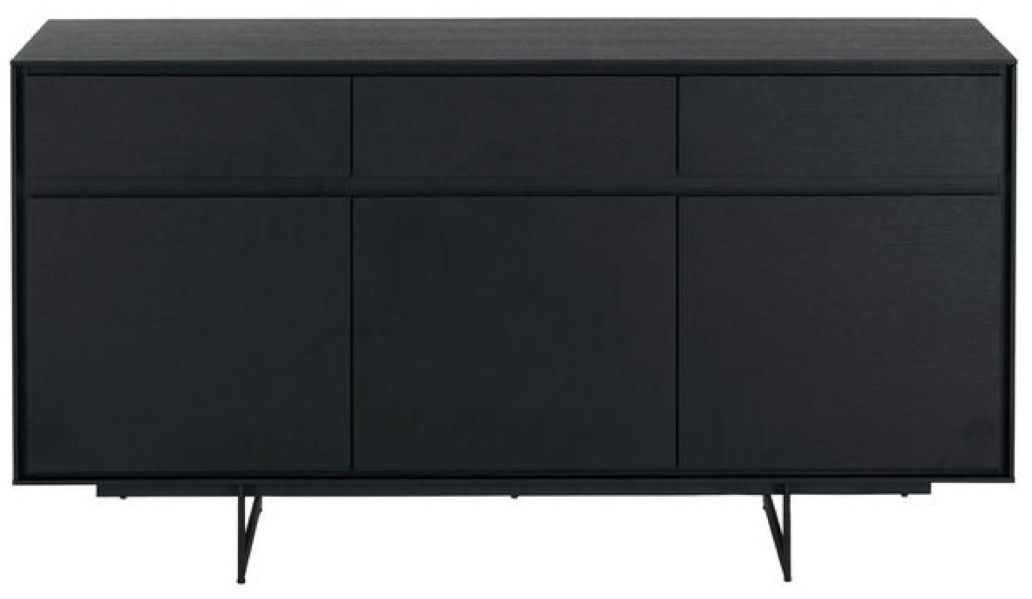 Sideboard Tokyo Schwarz mit 3 Türen 155x45x82 cm Bild 1