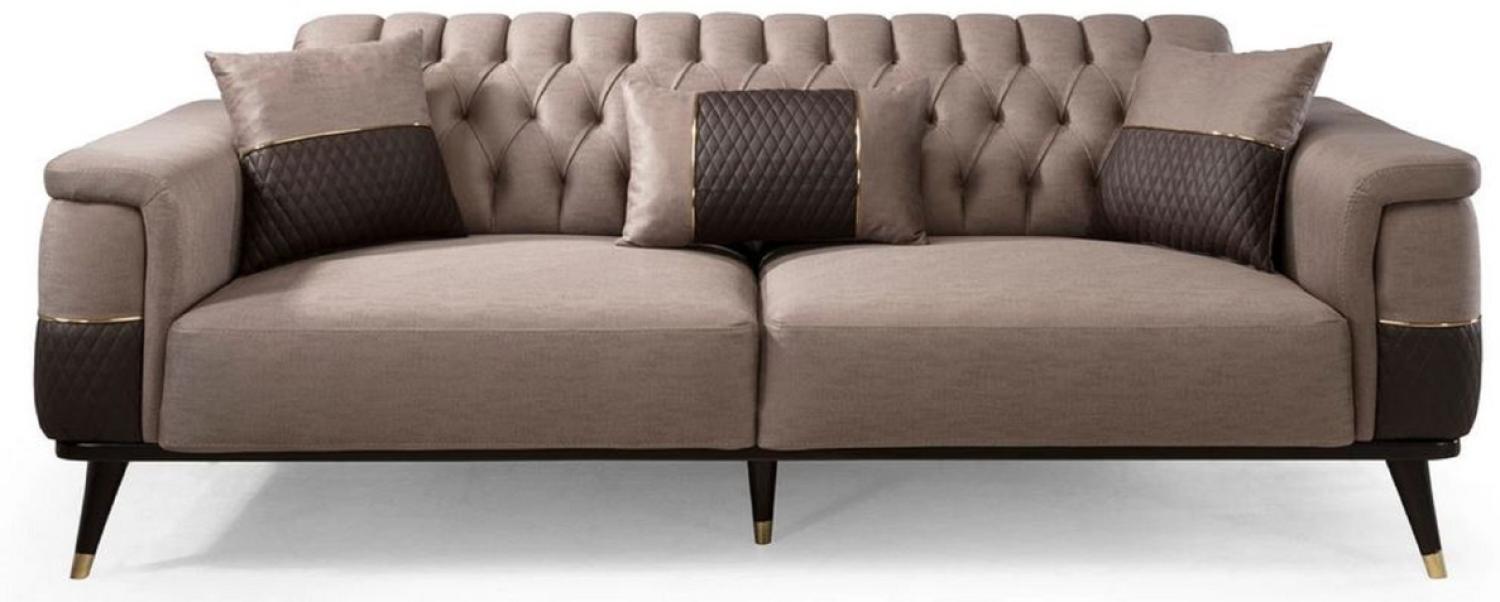 Casa Padrino Luxus Schlafsofa Braun / Dunkelbraun / Gold 225 x 94 x H. 83 cm - Modernes Wohnzimmer Sofa - Wohnzimmer Möbel Bild 1