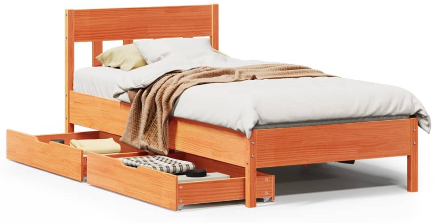 vidaXL Massivholzbett ohne Matratze Wachsbraun 90x190 cm Kiefernholz 3301889 Bild 1