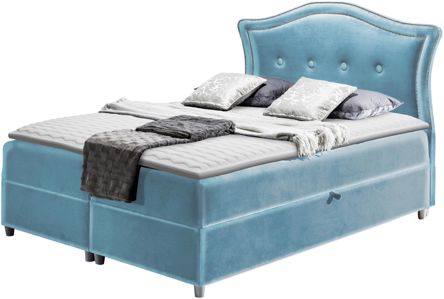 Boxspringbett Bedran, Blau, 120x200 cm Bild 1