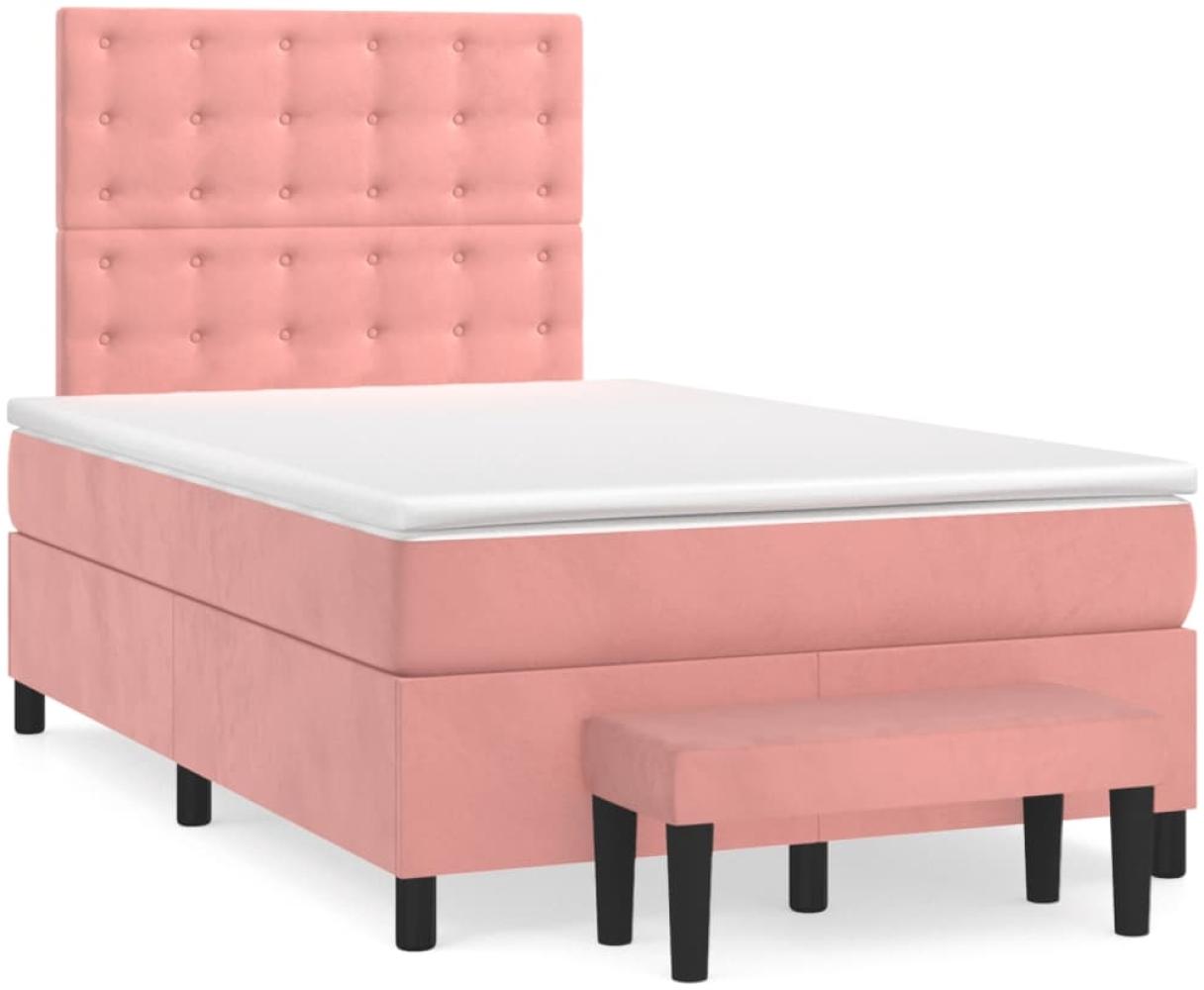 vidaXL Boxspringbett mit Matratze Rosa 120x190 cm Samt 3270498 Bild 1