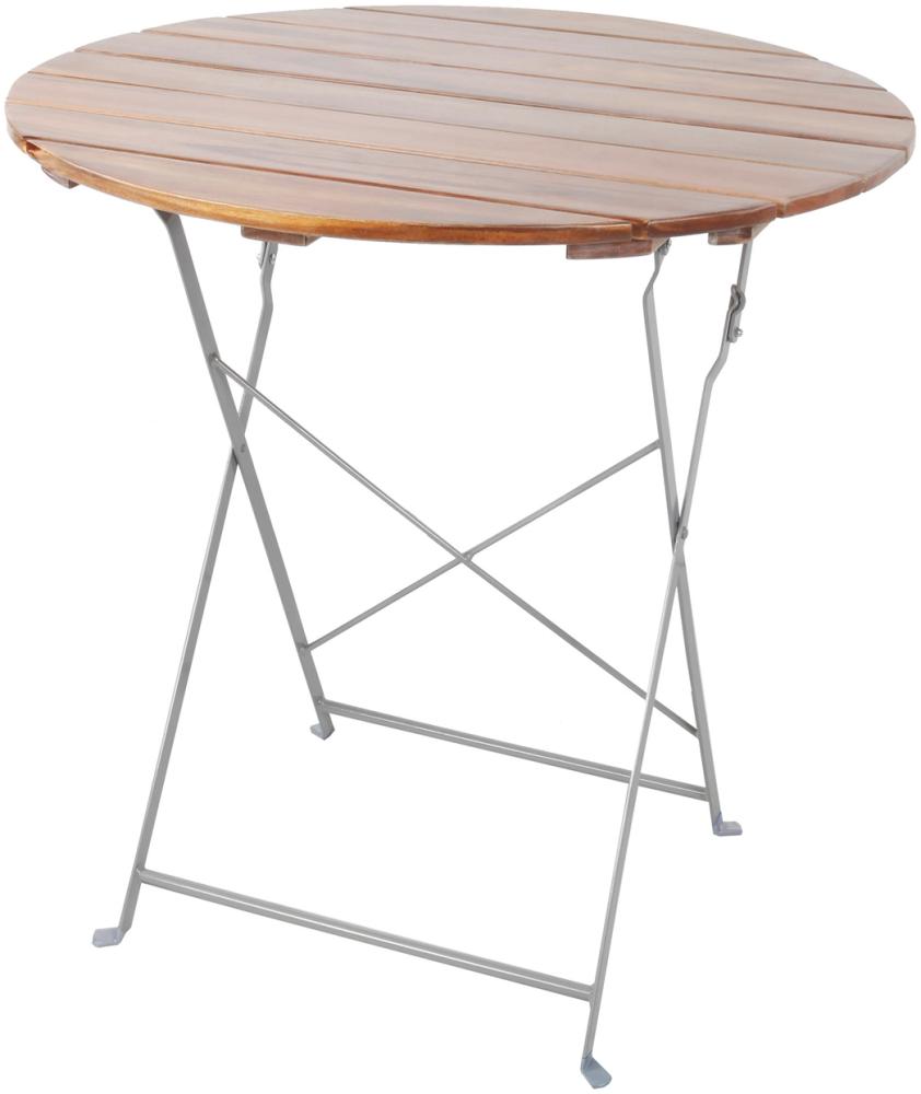 Biergarten Tisch Klapptisch Gartentisch Stehtisch klappbar Akazie Stahl Ø80cm Bild 1