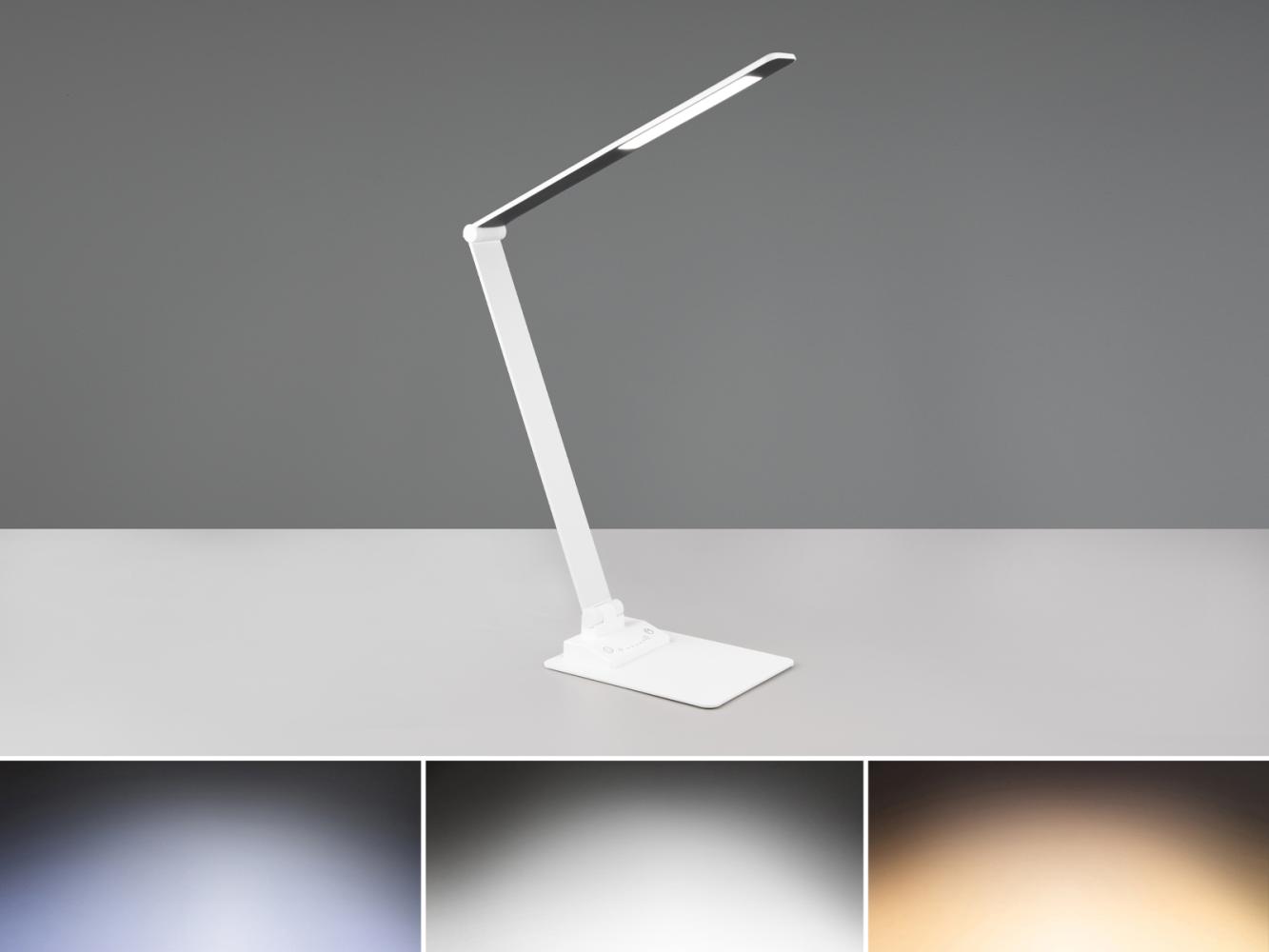 LED Schreibtischleuchte TRAVIS mit USB Ladefunktion, Weiß, Höhe 71cm Bild 1