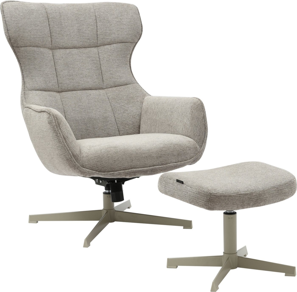 INOSIGN Drehsessel DEGAN Ohrensessel mit Hocker im Set, Relaxsessel mit 360-Grad-Drehfunktion u. Hocker, Webstoff Bild 1