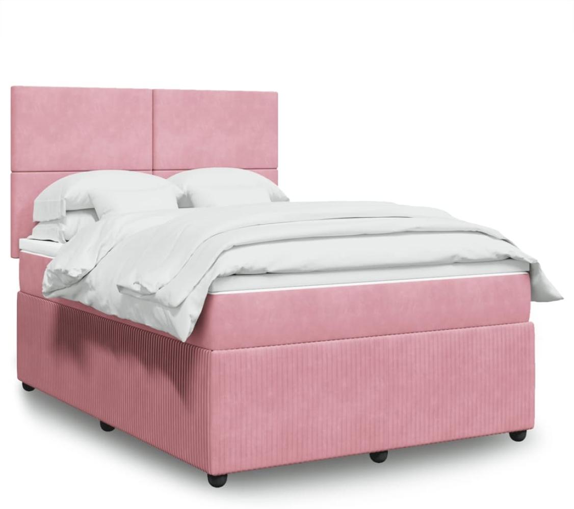 vidaXL Boxspringbett mit Matratze Rosa 140x200 cm Samt 3294657 Bild 1