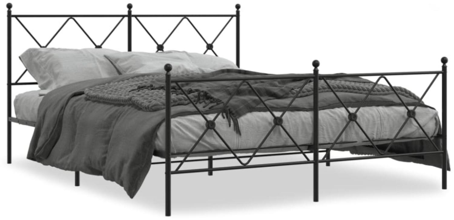 vidaXL Metallbett ohne Matratze mit Fußteil Schwarz 160x200 cm 376523 Bild 1