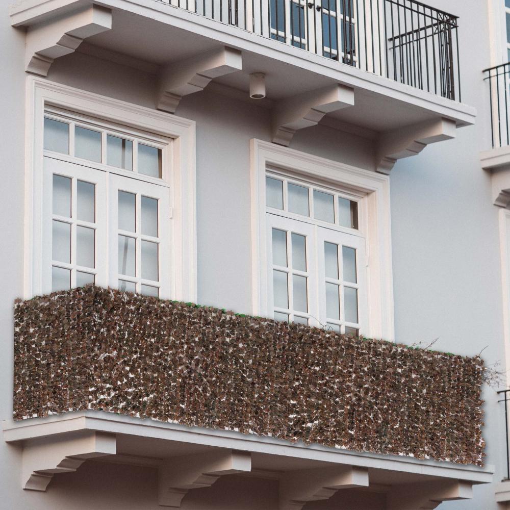 Balkonsichtschutz N77, Sichtschutz Windschutz Verkleidung für Balkon Terrasse Zaun ~ 500x100cm Ahorn braun Bild 1