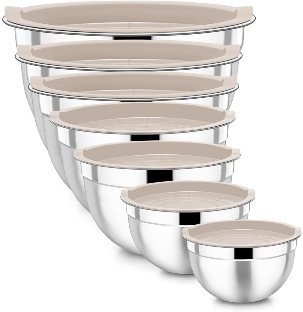 Homikit Edelstahl Rührschüssel Set 7er Stapelbar Luftdicht Deckel Bild 1