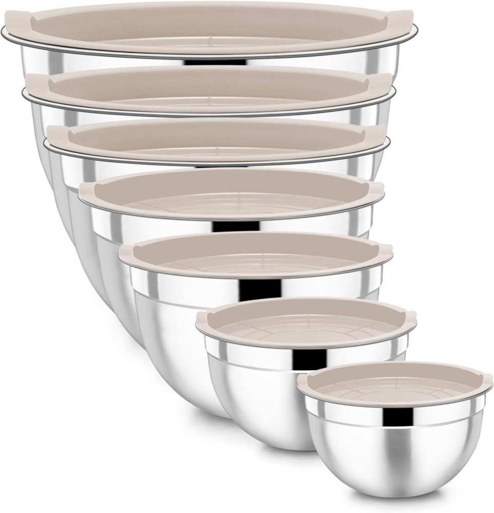 Homikit Edelstahl Rührschüssel Set 7er Stapelbar Luftdicht Deckel Bild 1
