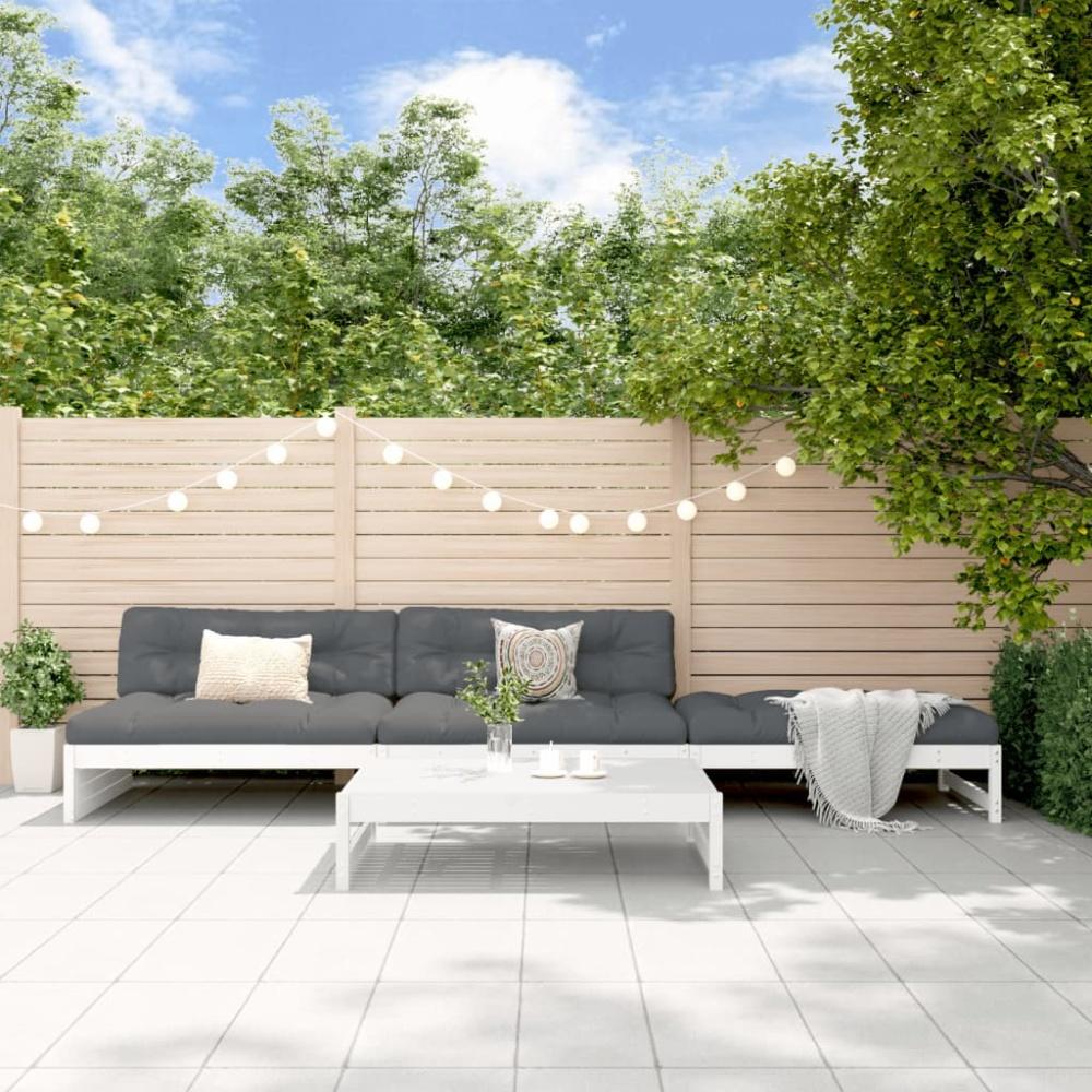 vidaXL 4-tlg. Garten-Lounge-Set mit Kissen Weiß Massivholz 3186110 Bild 1