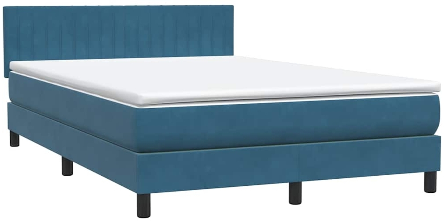 vidaXL Boxspringbett mit Matratze Dunkelblau 140x220 cm Samt 3316453 Bild 1