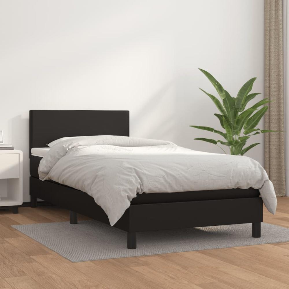 vidaXL Boxspringbett mit Matratze Schwarz 100x200 cm Kunstleder 3140987 Bild 1