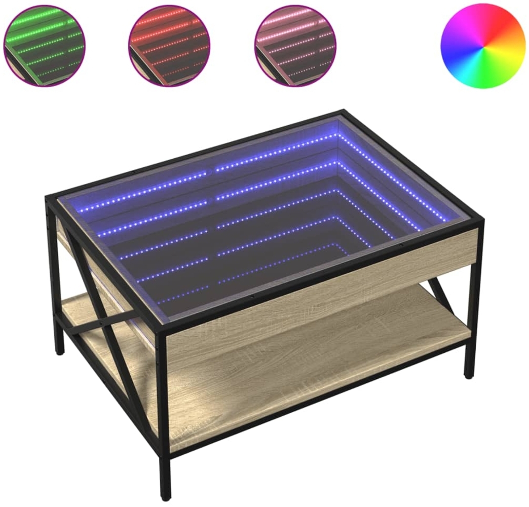 vidaXL Couchtisch mit Infinity-LED Sonoma-Eiche 70x50x38 cm 847703 Bild 1