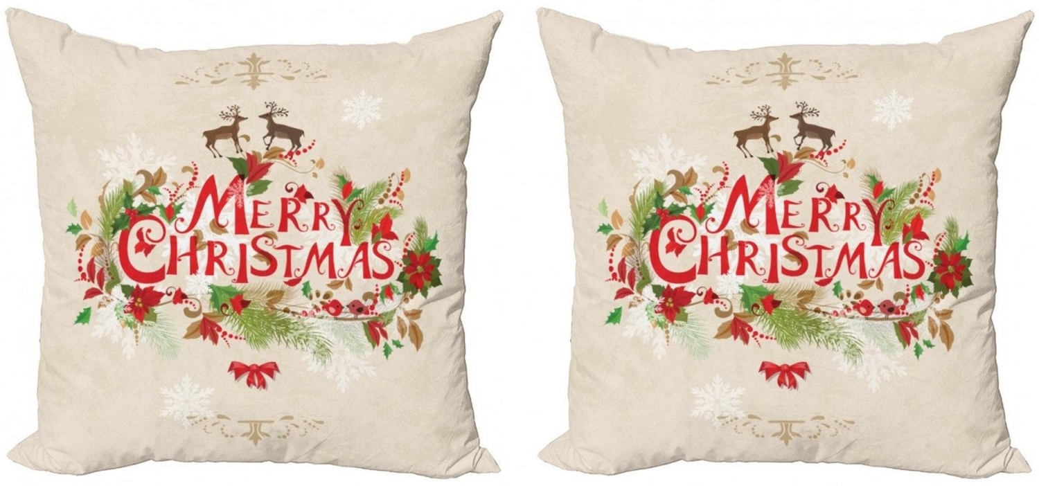 Abakuhaus Kissenbezüge Modern Accent Doppelseitiger Digitaldruck, (2 Stück), Weihnachten Floral Merry Xmas Bild 1