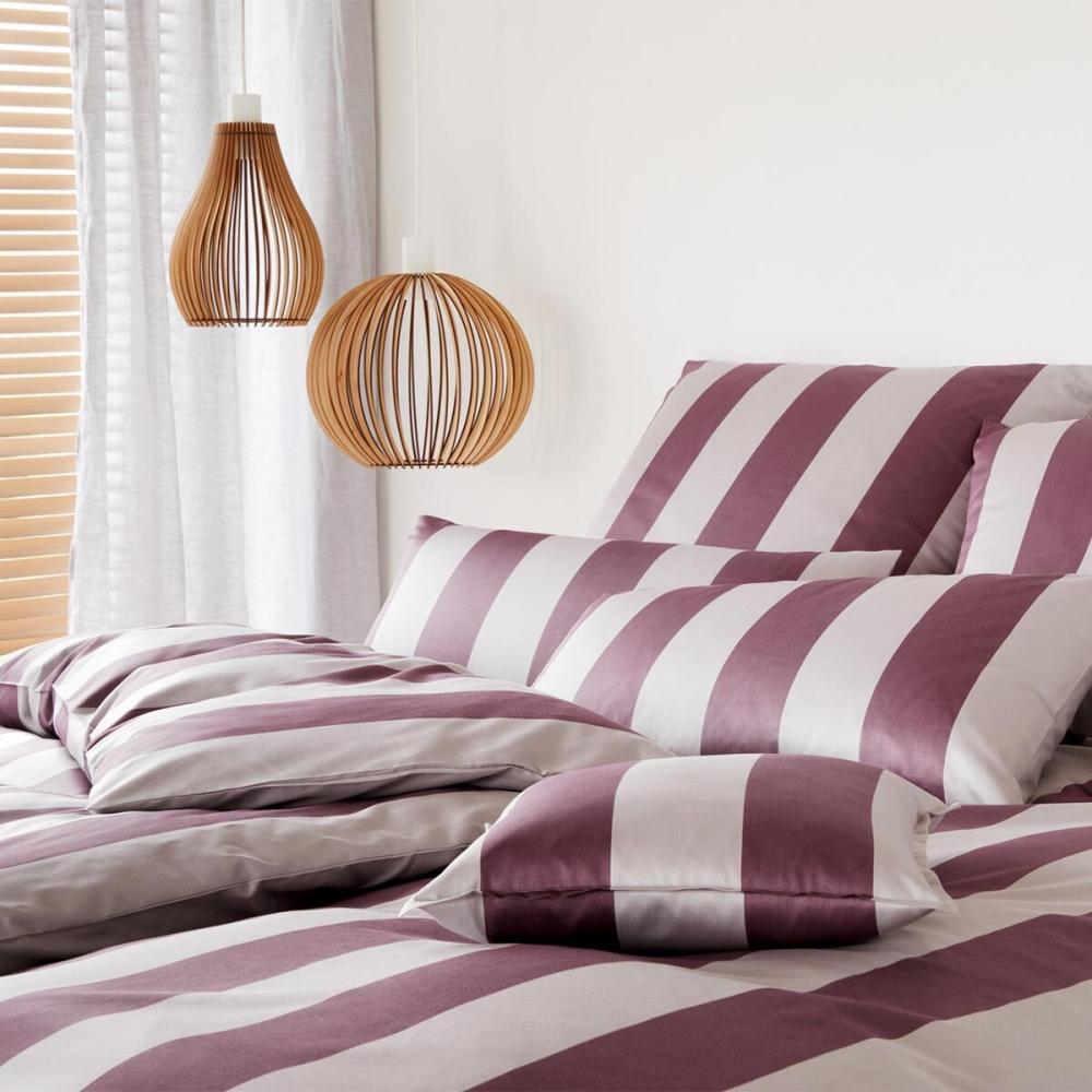 elegante Mako-Satin Bettwäsche Night Stripe puder|135x200 cm + 80x80 cm Bild 1