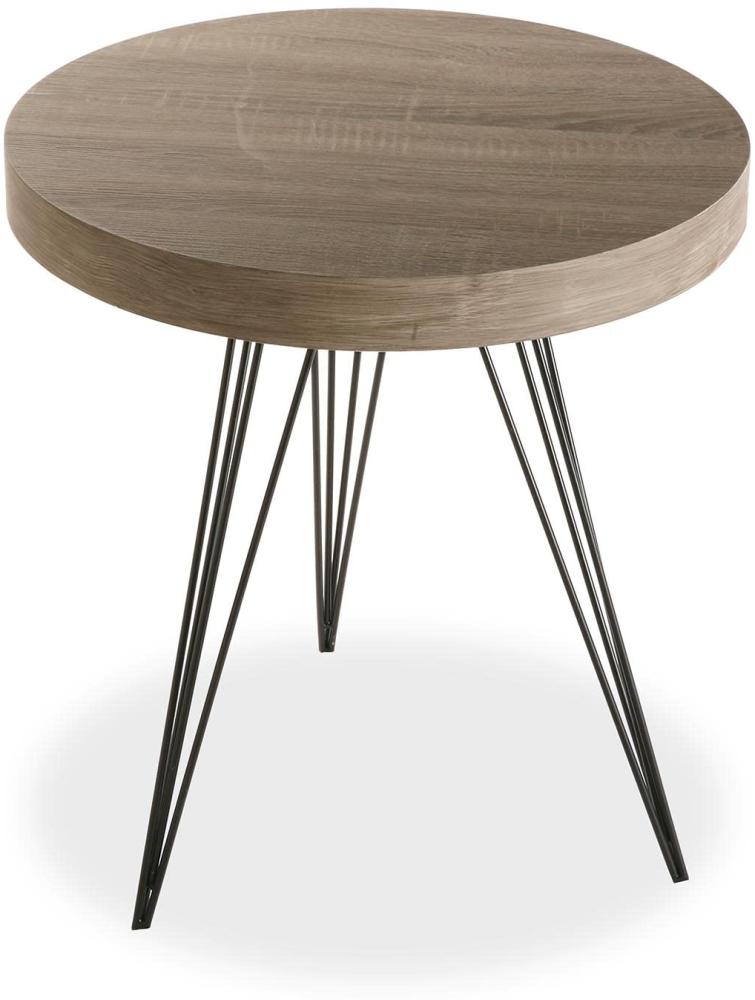 Versa Fontana Beistelltisch für das Wohnzimmer, Schlafzimmer oder die Küche. Moderner, niedriger Tisch, Maßnahmen (H x L x B) 55 x 50 x 50 cm, Holz und Metall, Farbe: Braun und Schwarz Bild 1