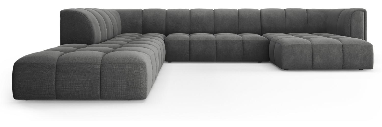 Micadoni Modulares Panorama Ecksofa Serena 7-Sitzer Strukturierter Stoff, Dunkelgrau Bild 1