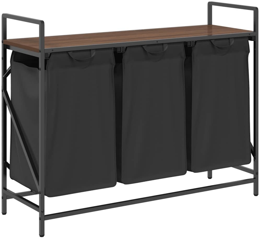 vidaXL Wäschekorb 3 Fächer mit Ablage Braun Eichen-Optik 859064 Bild 1