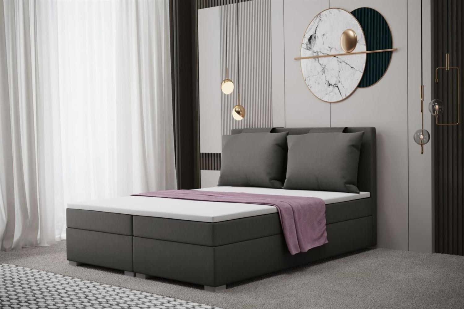 Boxspringbett Schlafzimmerbett MATRO 180x220cm in Stoff Soro Quarzgrau Bild 1