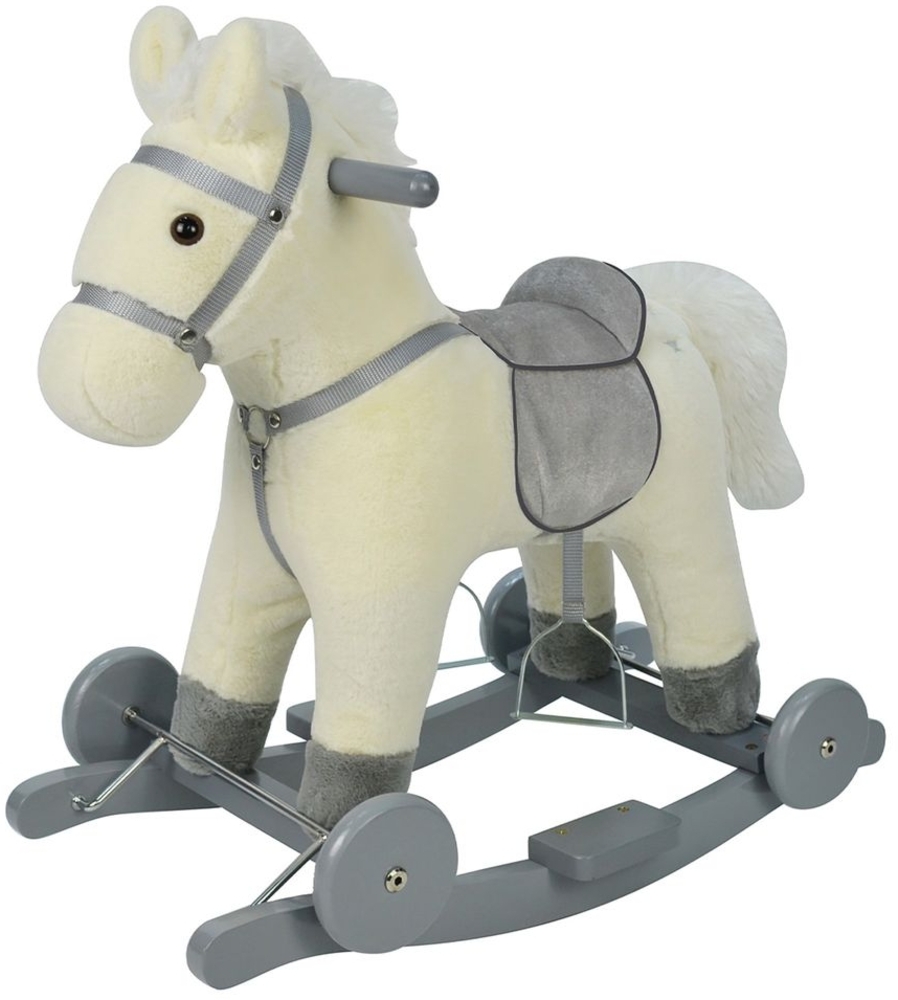 Chipolino Schaukelpferd Sound, mit Räder, sattelförmiger Sitz, Holzgriffe Plüsch beige Bild 1