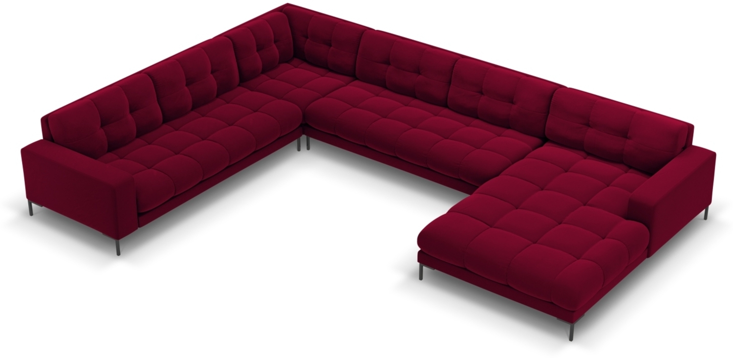 Micadoni Wohnlandschaft Mamaia 7-Sitzer Samtstoff Rot Metall schwarz Links Bild 1