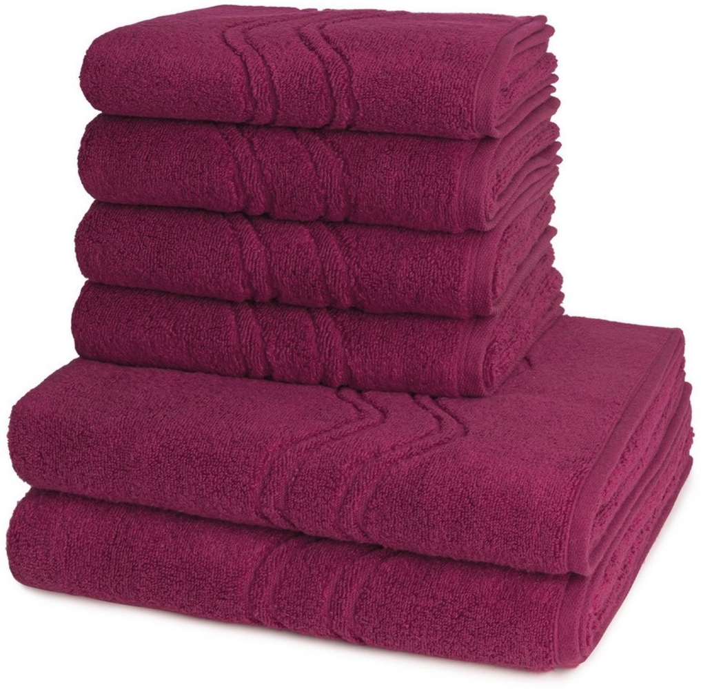 Ross Cashmere feeling 6 tlg. Frottier-Set - 4 X Handtuch (50 X 100cm), 2 X Duschtuch (75 X 140cm) - 520 g/m2 - Fuchsia Bild 1